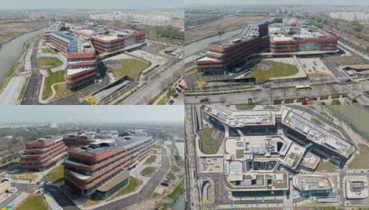 上海青浦红房子医院4K航拍高清在线视频素材下载