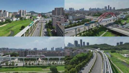 深圳比亚迪云巴悬浮地铁运行合集高清在线视频素材下载