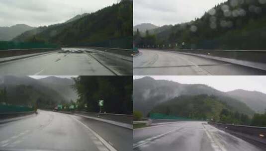 下雨天开车行驶在高速公路暴雨驾驶车辆交通高清在线视频素材下载
