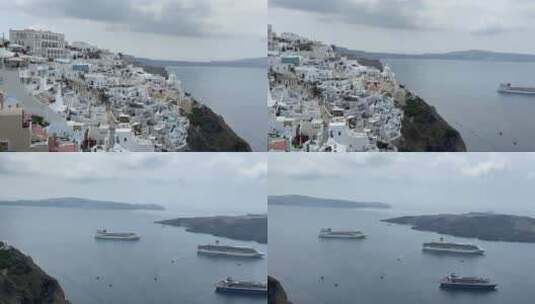 希腊地中海上圣托里尼岛高清在线视频素材下载