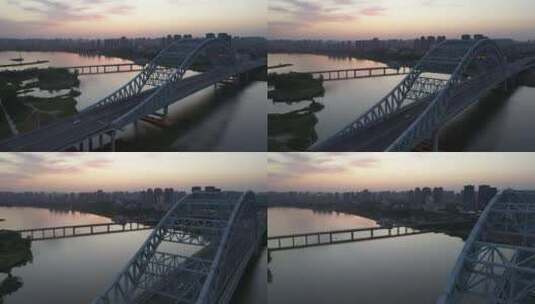 襄阳新六两河大桥航拍高清在线视频素材下载