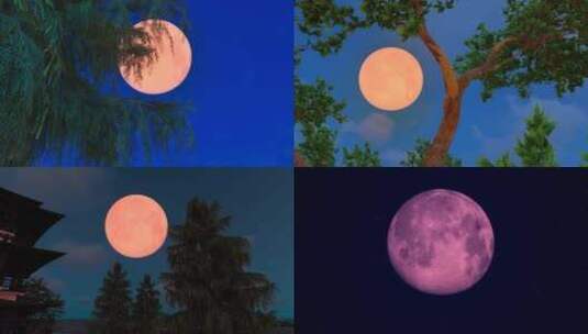 中秋节夜晚月亮空镜高清在线视频素材下载