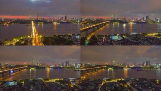 武汉长江两岸夜景风光高清在线视频素材下载