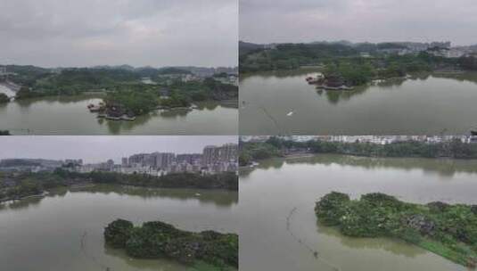 惠州西湖风景名胜区鹤屿航拍高清在线视频素材下载