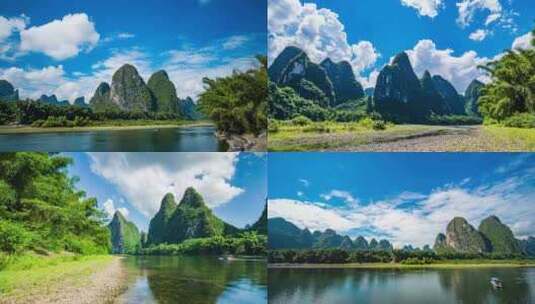广西桂林山水漓江风景延时高清在线视频素材下载