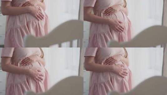 孕妇抚摸肚子 孕妇摸肚子 孕妇肚子高清在线视频素材下载