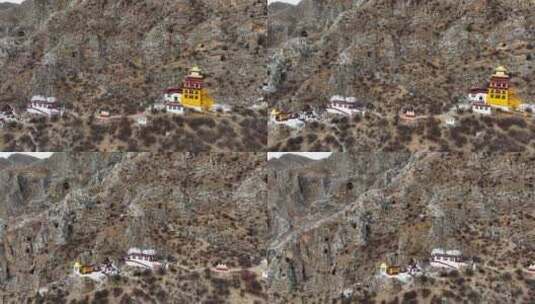 航拍西藏拉萨扎叶巴寺建筑群高清在线视频素材下载