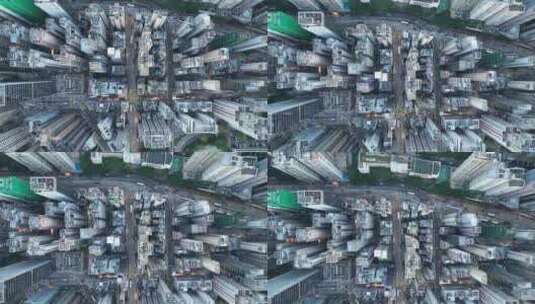 香港道路交通俯拍街道车流城市建筑俯瞰楼房高清在线视频素材下载