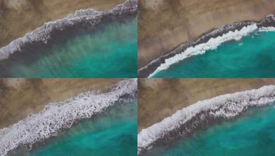 大海沙滩海水海浪俯拍海边海滩高清在线视频素材下载