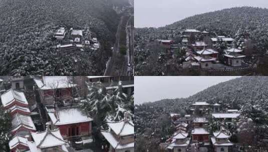 洛阳龙门石窟香山寺雪景高清在线视频素材下载