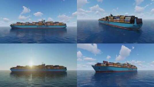 大型集装箱货轮航行高清在线视频素材下载