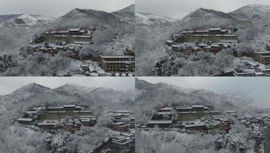 五台山冬季集福寺高清在线视频素材下载