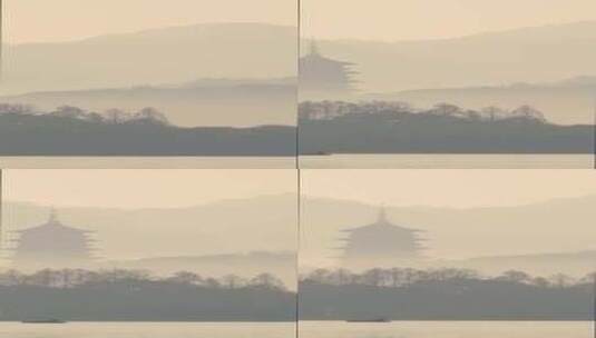杭州清晨西湖风光竖版高清在线视频素材下载