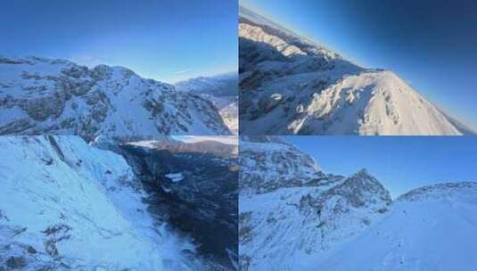 雪山雪景阳光高原山脉FPV航拍高清在线视频素材下载