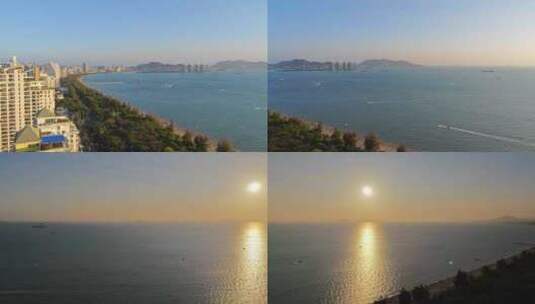 三亚湾美景/夕阳下的海滩/海南三亚高清在线视频素材下载