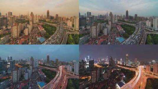 上海日转夜公路延时拍摄高清在线视频素材下载