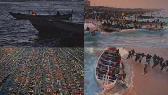 海边渔民捕鱼出海等各种生活场景高清在线视频素材下载