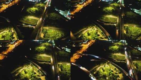 杭州钱塘新区下沙立交桥汽车车辆车流夜景延高清在线视频素材下载