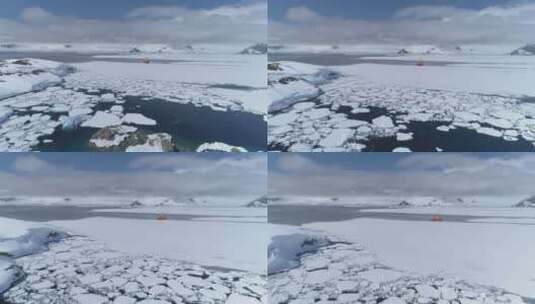 南极洲海洋探险破冰船航拍高清在线视频素材下载