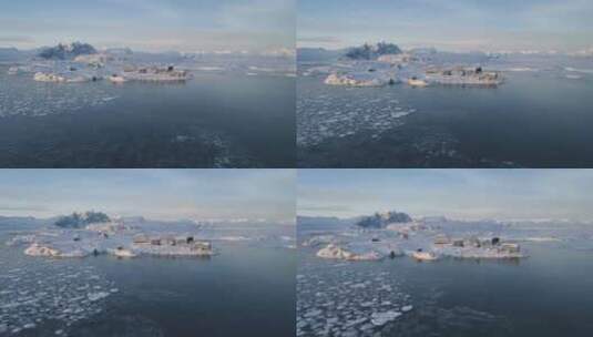 南极洲海岸Vernadsky站鸟瞰图高清在线视频素材下载