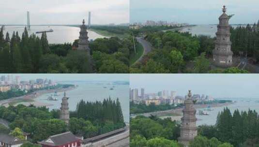 湖北荆州万寿塔航拍高清在线视频素材下载