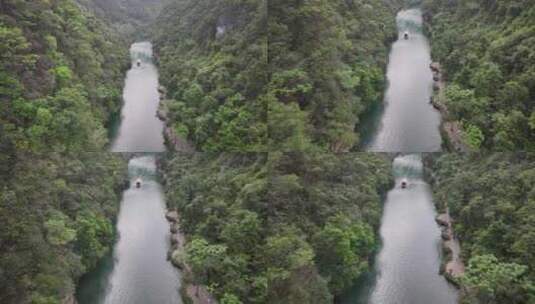 贵州小七孔峡谷游船航拍高清在线视频素材下载