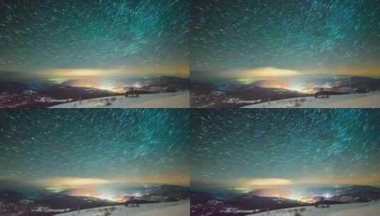 城市上空的夜空景观【4K】高清在线视频素材下载
