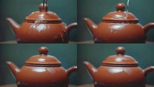 紫砂壶泡茶茶艺淋壶茶文化乌龙茶3473高清在线视频素材下载