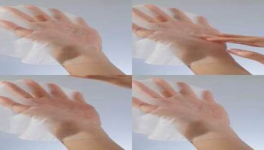 面膜膜布在手中展示高清在线视频素材下载