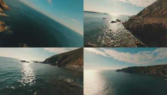 大海海边海岛日出海浪蓝天云航拍英国斯凯岛高清在线视频素材下载