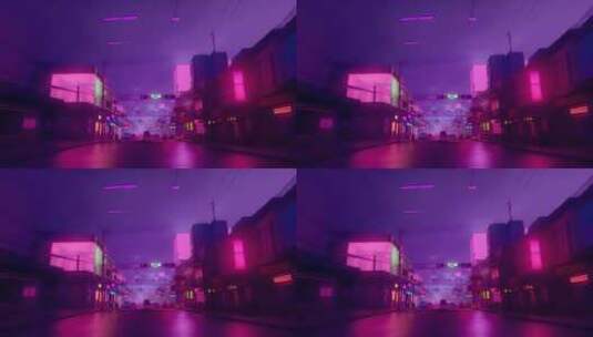 科幻紫色赛博城市高清在线视频素材下载