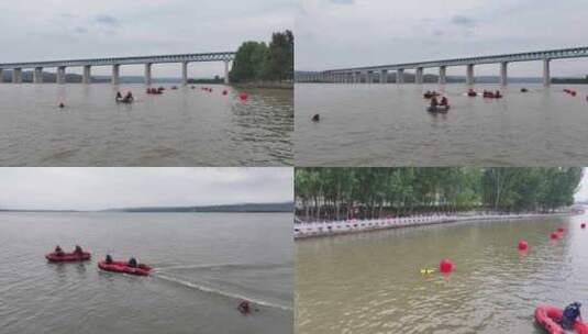 三门峡消防水上抢险救援高清在线视频素材下载