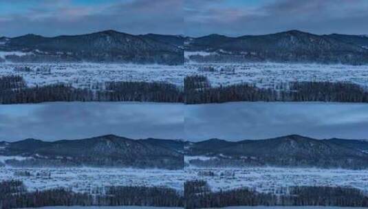 新疆北疆阿勒泰禾木冬季雪景童话世界延时高清在线视频素材下载