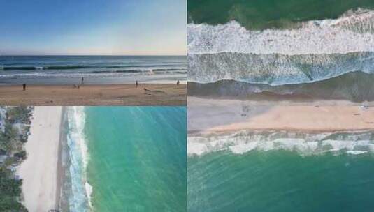 蓝色海洋大海沙滩海浪航拍高清在线视频素材下载