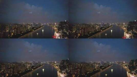 广东省广州市珠江夜景猎德大桥航拍风光4k高清在线视频素材下载