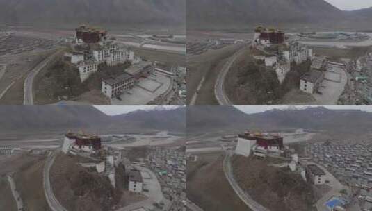 西藏那曲赞丹寺小布达拉宫地标宫殿高空航拍高清在线视频素材下载