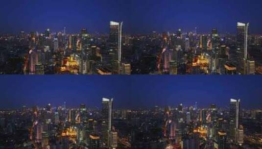 4K上海城市航拍静安夜景片段高清在线视频素材下载
