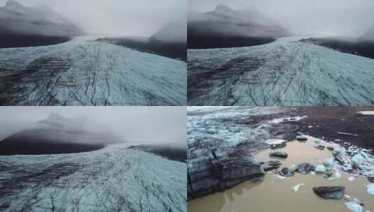 4k航拍冰岛瓦特纳冰川公园冰川全景高清在线视频素材下载