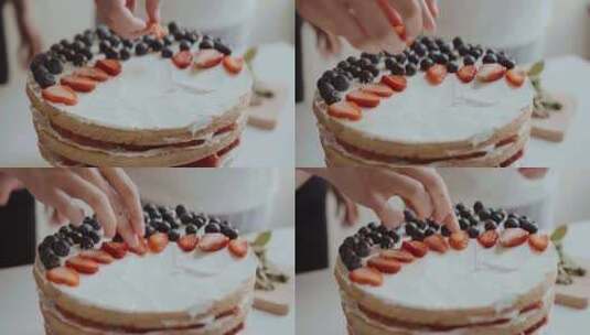 水果蛋糕制作生日蛋糕高清在线视频素材下载