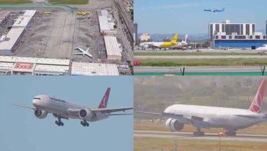 国际机场飞机客机降落飞行合高清在线视频素材下载
