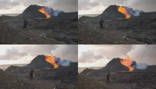 人，摄影师，火山，喷发高清在线视频素材下载