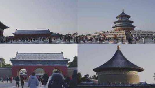 地坛公园雪景 祈年殿雪景  地坛屋脊兽雪景高清在线视频素材下载