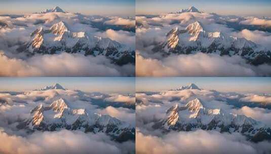 雪山云雾阳光山峰云海日出自然生态环境风景高清在线视频素材下载