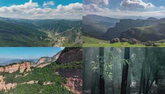 太行山航拍风景群山森林山泉云雾高清在线视频素材下载