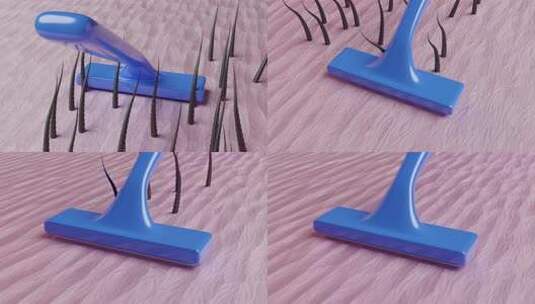 3d显示用剃须刀剃须脱毛。3d插图渲染高清在线视频素材下载