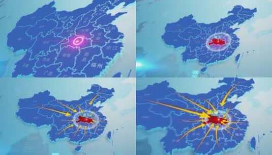 武汉八方支援地图浅色文件夹高清AE视频素材下载