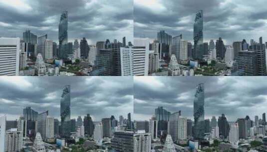 泰国曼谷像素大厦城市高楼建筑航拍风光高清在线视频素材下载