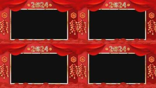 龙年拜年祝福边框3高清在线视频素材下载