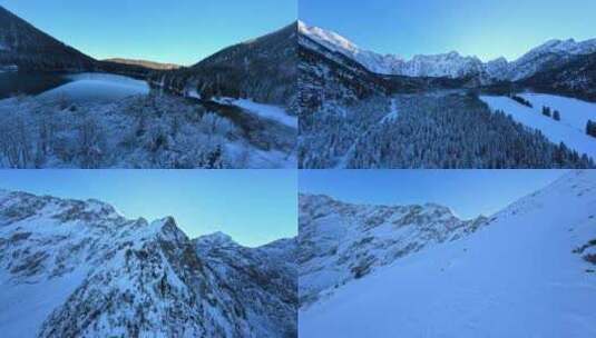 雪山高原雪景森林高原山脉FPV航拍高清在线视频素材下载