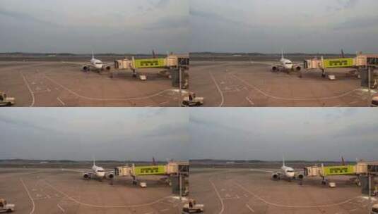 湖南长沙黄花机场飞机驶入航站楼高清在线视频素材下载